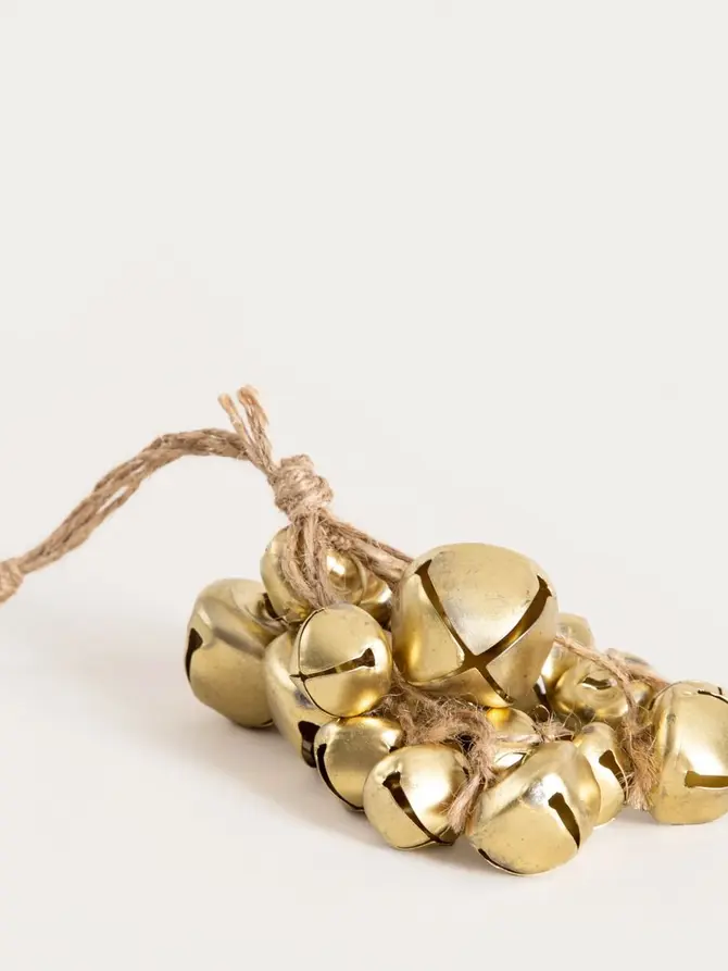 Zawieszka OLDY METAL złote dzwonki na sznurku 20 cm