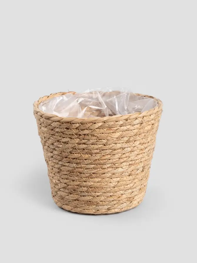 Osłonka na doniczkę LUMBO pleciona naturalna 19x15 cm