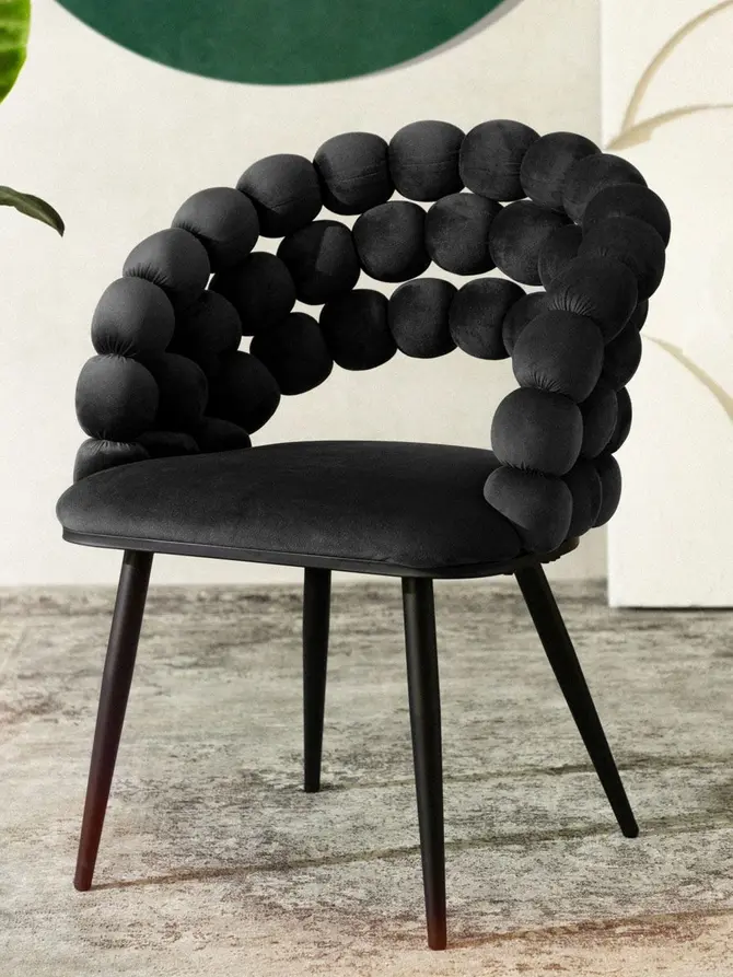 Krzesło BUBBLE welurowe czarne 57,5x61x81,7cm