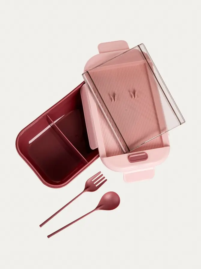 Lunchbox POPPIE ze sztućcami różowy 0,54 l