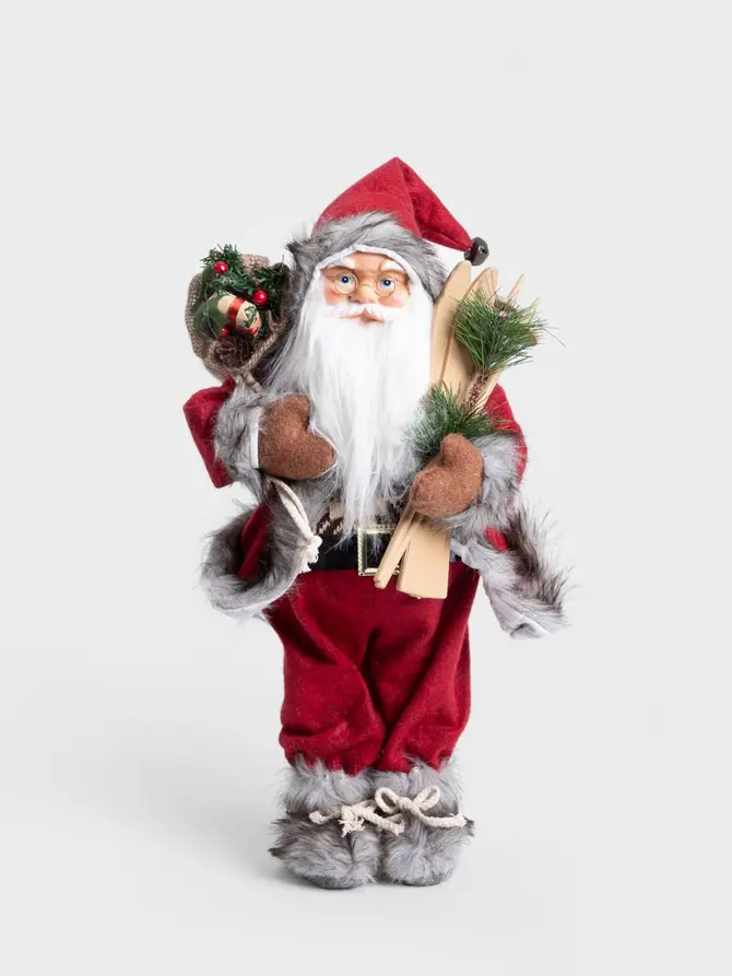 Skrzat CLAUSE Mikołaj czerwony z nartami 45 cm