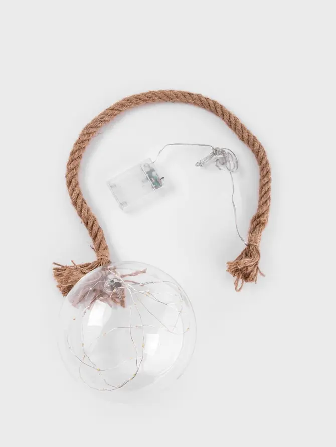 Lampion ILUMES szklana kula na sznurze z LED 