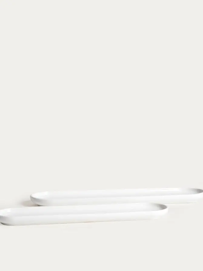 Zestaw półmisków BERGO białych 41x10,5 cm, 36x9 cm 2 szt.