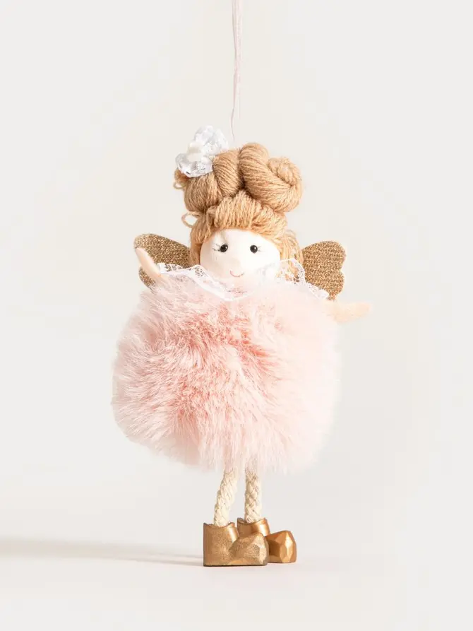 Zawieszka PLYS aniołek z kokiem różowy 16 cm