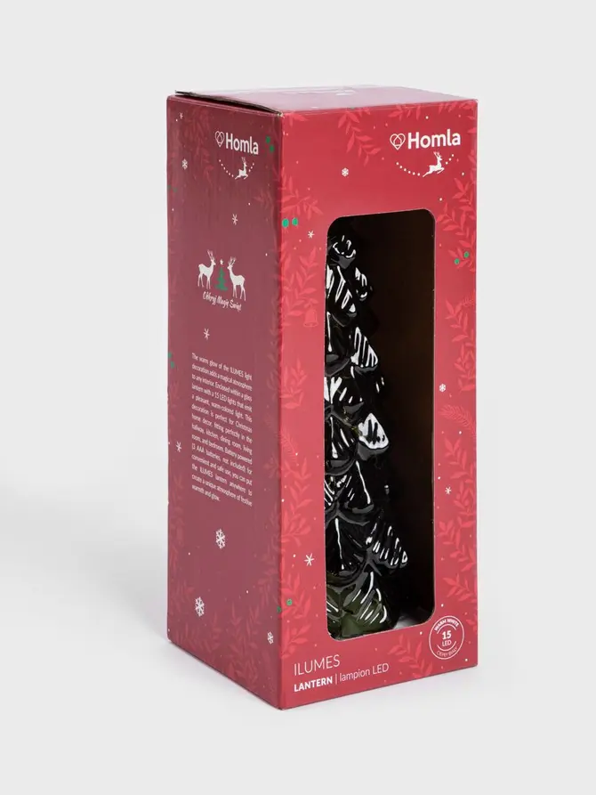 Lampion ILUMES szklana choinka transparentna z LED 26 cm