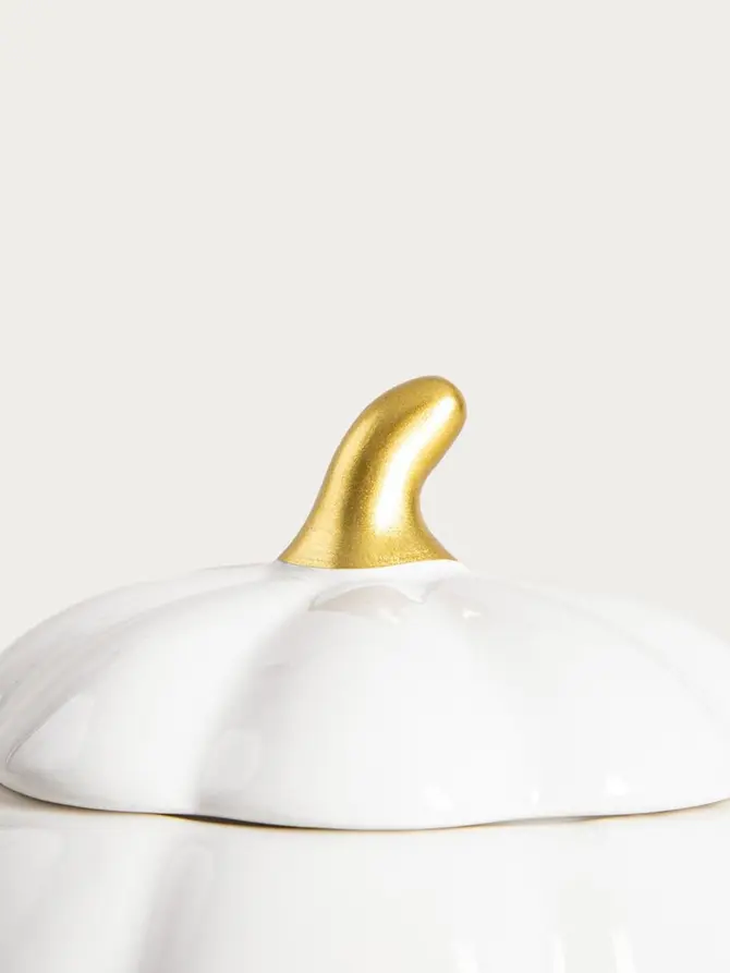 Kubek PUMPKIE w kształcie dyni z pokrywką kremowy SHINY 0,6 l