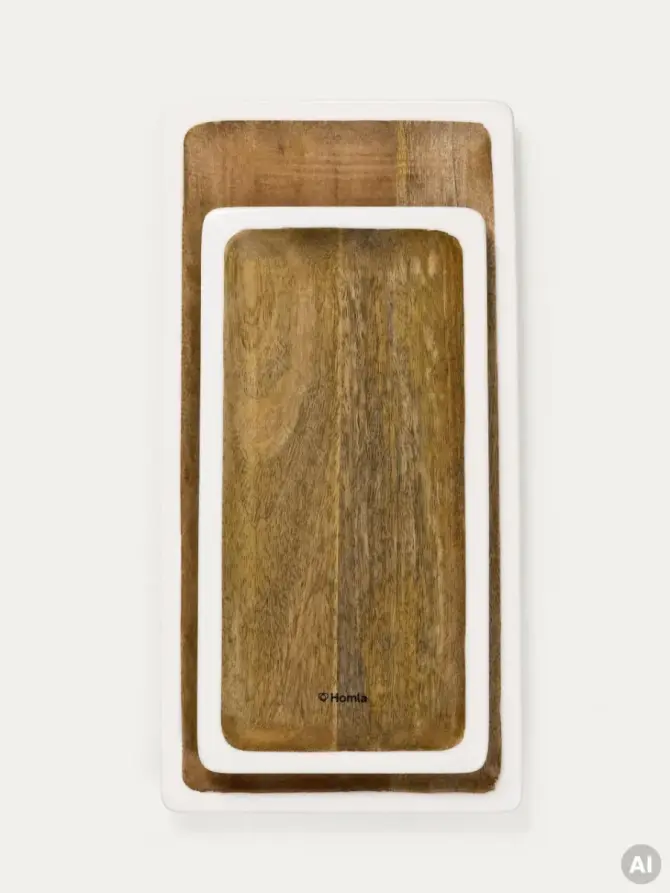 Zestaw desek MAREGO z drewna mango z białym rantem 40x18 cm
