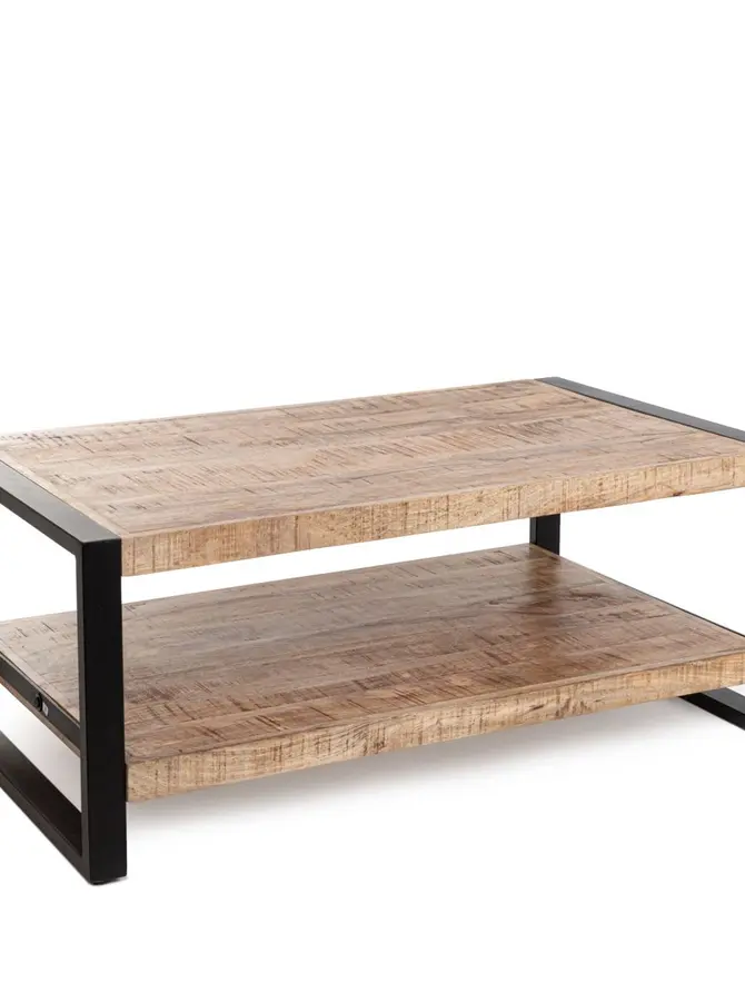 Stolik kawowy KOHI lite drewno mango + metal 110x65x47