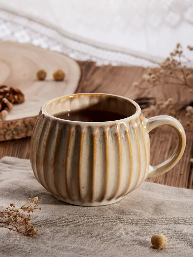 Kubek ALMOS baryłka w prążki beżowy 0,32 l