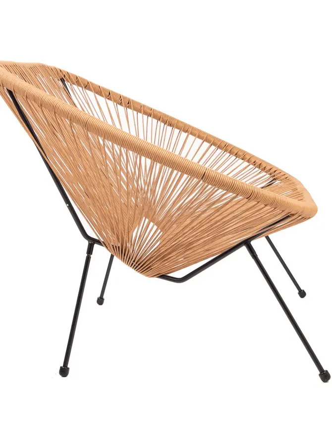 Ławka ACAPULCO z okrągłej linki technorattan naturalna 2-osobowa 134x78x86 cm
