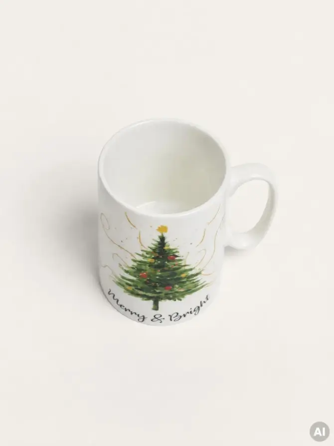 Kubek KARLO porcelanowy z choinką 0,45 l