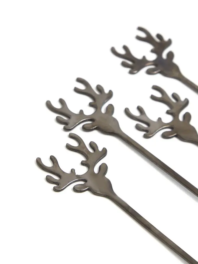 Zestaw REINDEER łyżeczek czarnych, 4 szt 13 cm