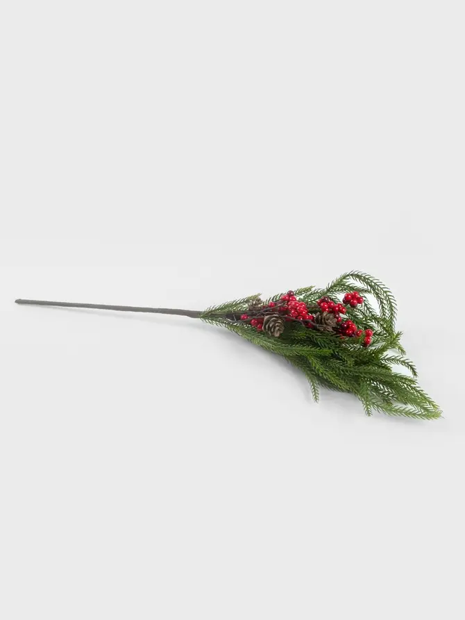 Gałązka LARCH z czerwonymi dodatkami 60 cm