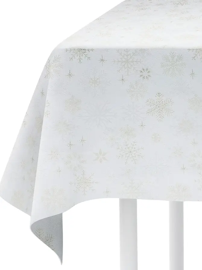 Obrus GOLD SNOW w śnieżynki biały 130x180 cm