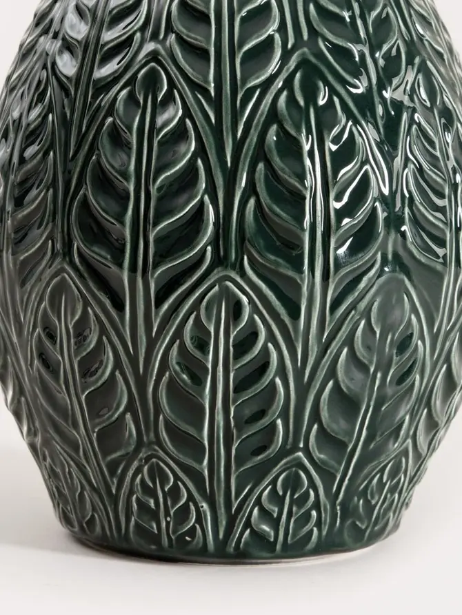 Wazon NATTO ceramiczny z tłoczeniami zielony 24x15,5 cm