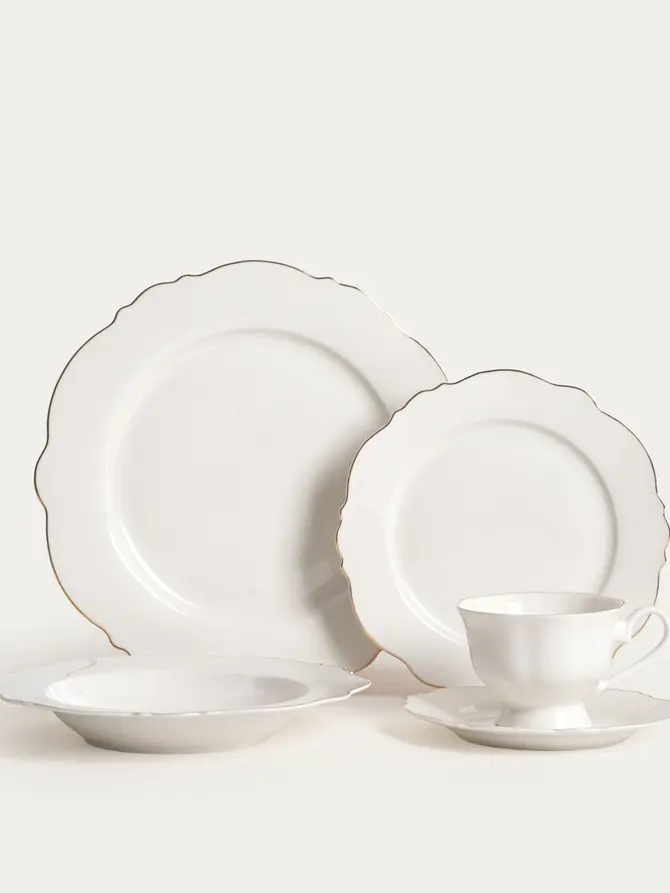 Talerz ELORIA porcelanowy obiadowy ze złotym rantem 27 cm