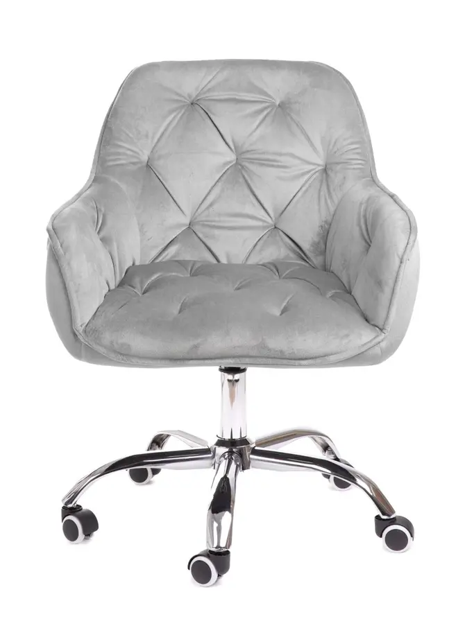 Fotel FLOSSI welurowy obrotowy szary 57x61x80-90 cm