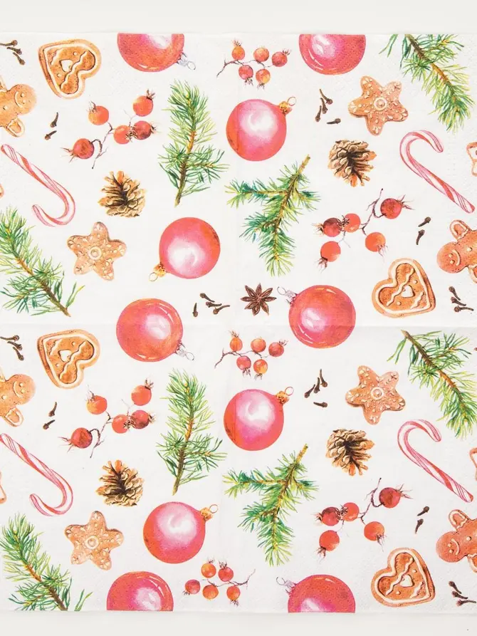 Serwetka papierowa HOMEMADE SWEETS ze świątecznym wzorem 33x33cm