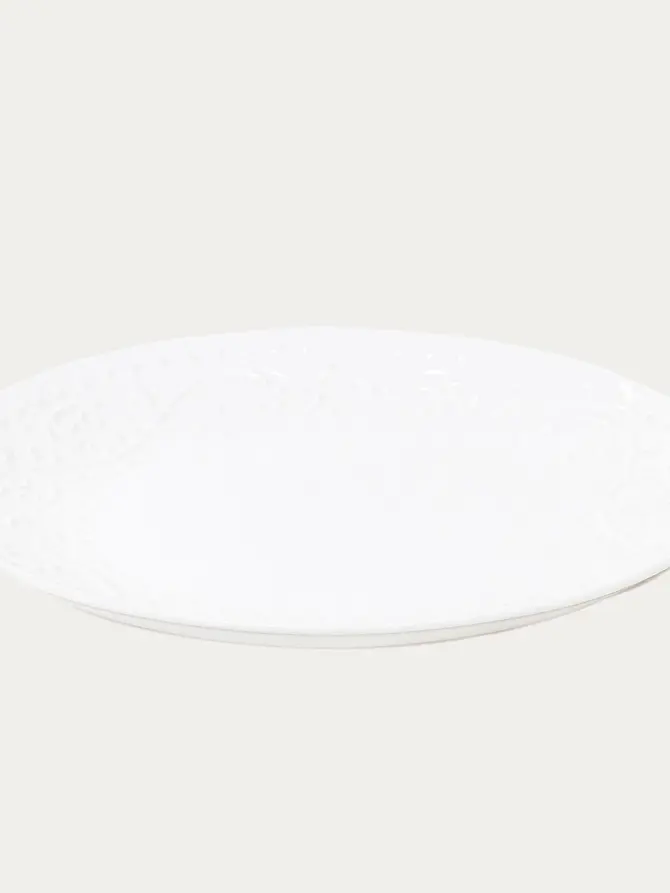 Talerz SYLIA porcelanowy obiadowy biały z ornamentem 27 cm