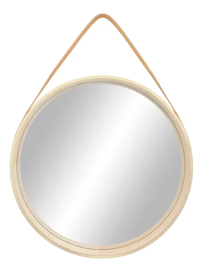 Lustro SCANDI WOOD wiszące na pasku 50x50 cm