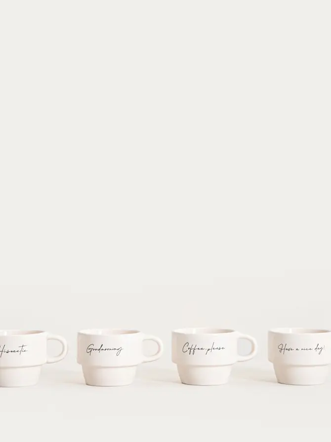 Zestaw kubków VITI porcelanowych z napisami 4 szt.