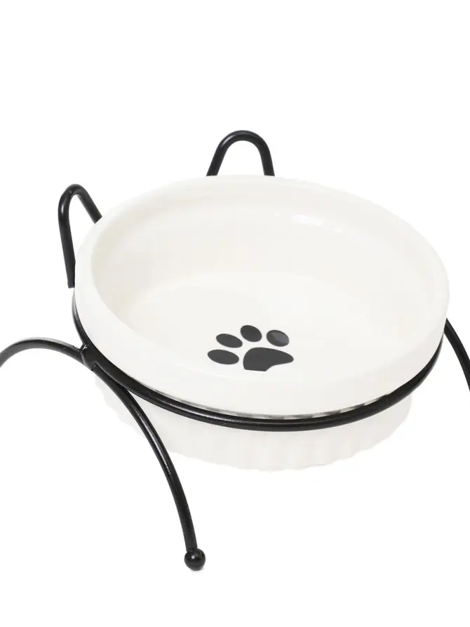 Miska CATTY biała na metalowym stojaku 12 cm