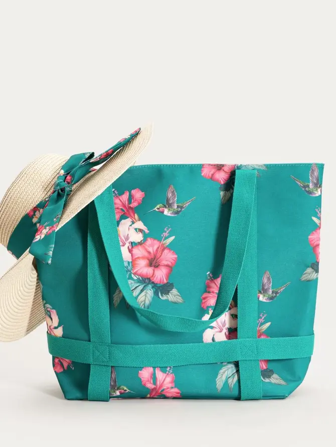 Zestaw BLOOM torba plażowa + kapelusz 38x49x14cm