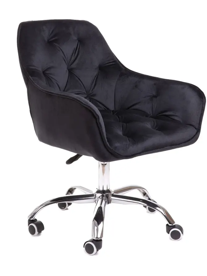 Fotel FLOSSI welurowy obrotowy czarny 57x61x80-90 cm