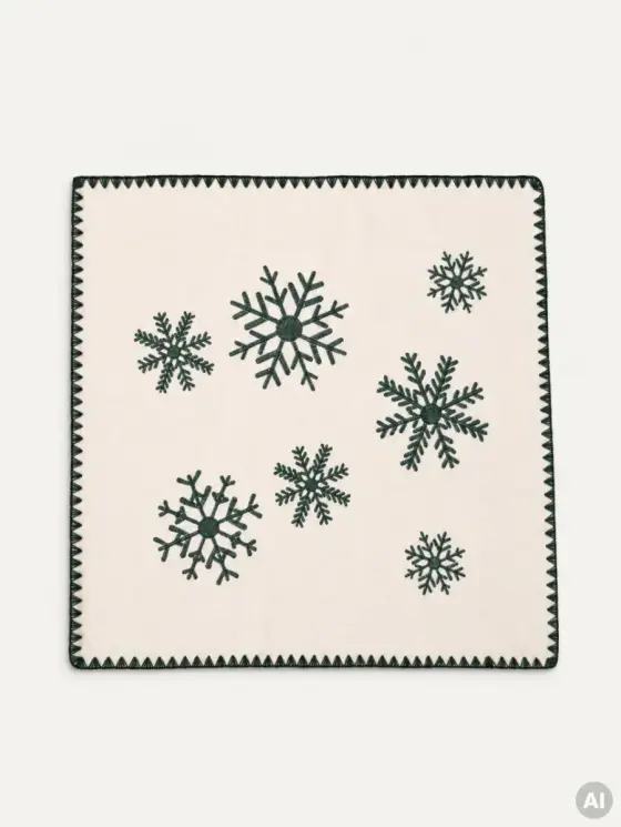 Poszewka ORIEL w zielone śnieżynki 45x45 cm