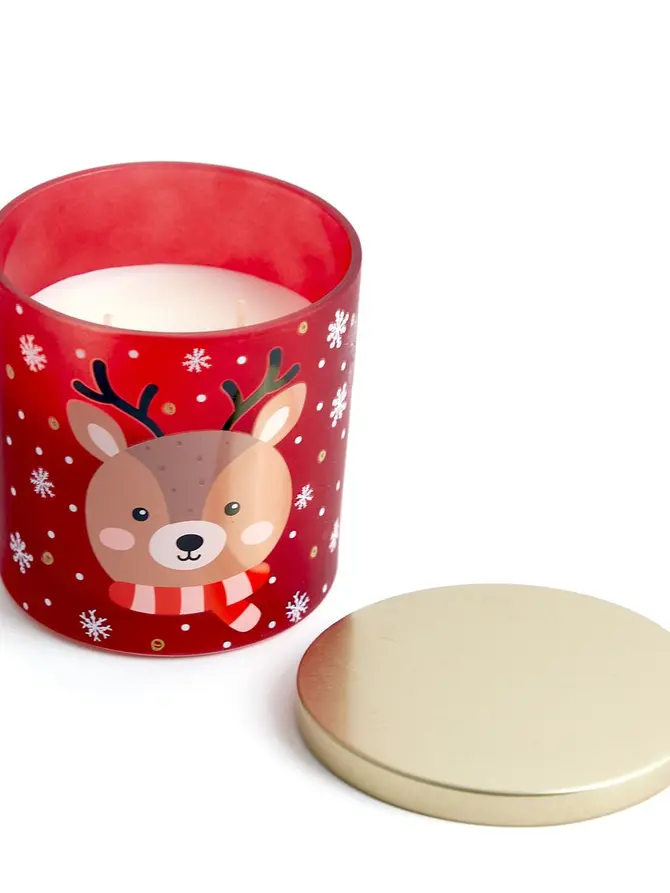 Świeca zapachowa REINDEER z reniferem czerwona 300 g