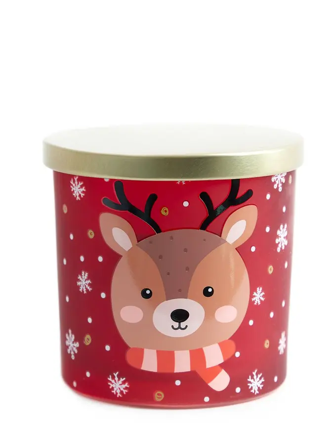 Świeca zapachowa REINDEER z reniferem czerwona 300 g