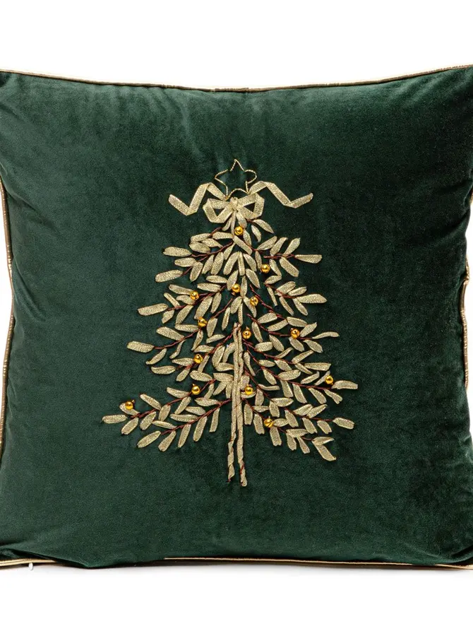 Poszewka JULE z dzwoneczkami zielona 45x45 cm