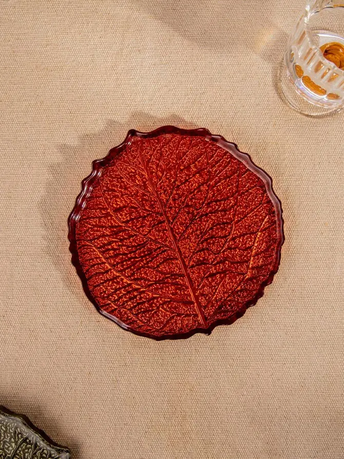 Talerz VISTAN amber imitacja liścia 17 cm