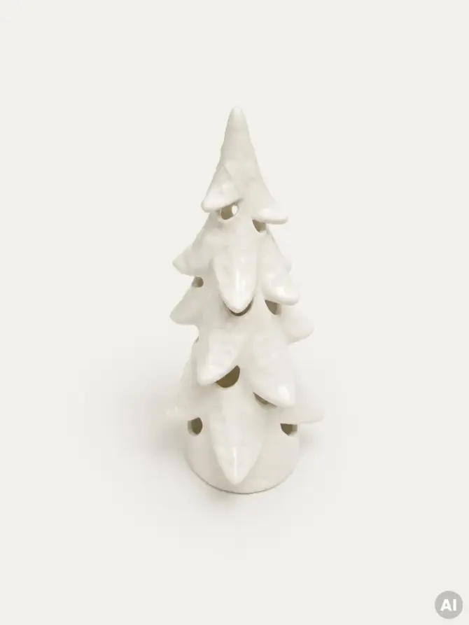 Dekoracja stojąca KANIA choinka ceramiczna LED 13,3x13x29 cm