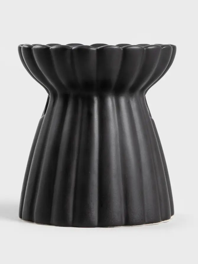 Kominek BELLA ceramiczny ryflowany czarny 9,5x9,5x11 cm