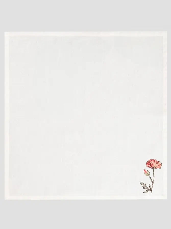 Zestaw 2 szt. napkinów MEADOW FLOWERS z haftowanym makiem 45x45cm