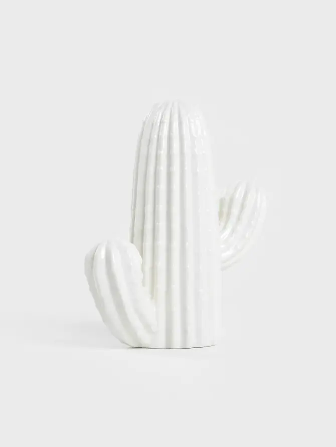 Dekoracja stojąca CACTUS kaktus ceramiczny ecru 14x6x16 cm
