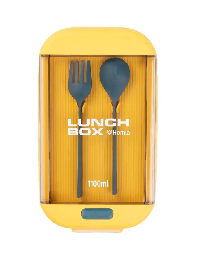 Lunchbox KLODI ze sztućcami zielono-żółty 1,1 l