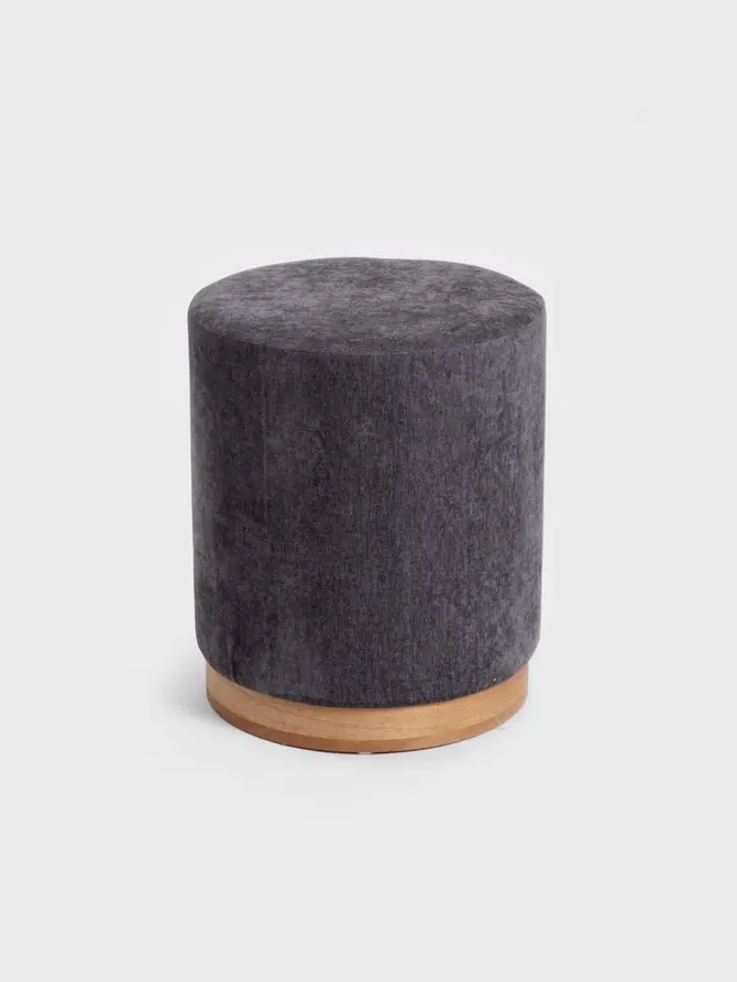 Pufa FICA WOOD w tkaninie szara 35x35x42 cm