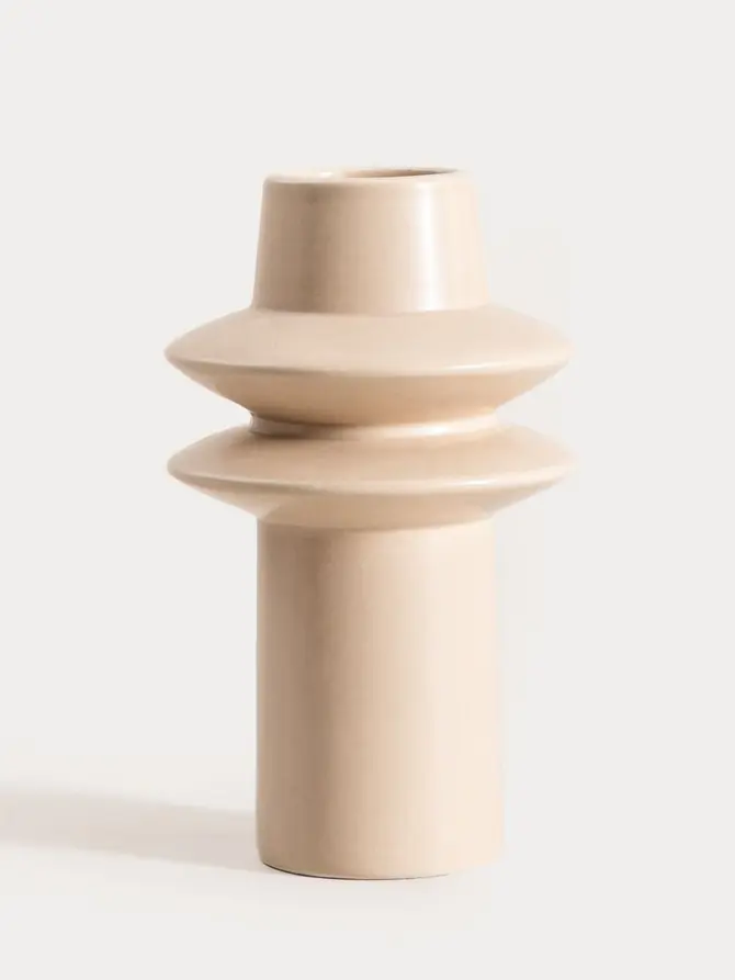 Wazon SONLUNE ceramiczny beżowy 22x12,7 cm