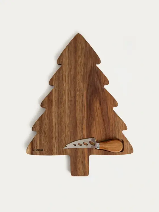Deska do serwowania XMAS MOOKA w kształcie choinki, z nożykiem 33x25 cm