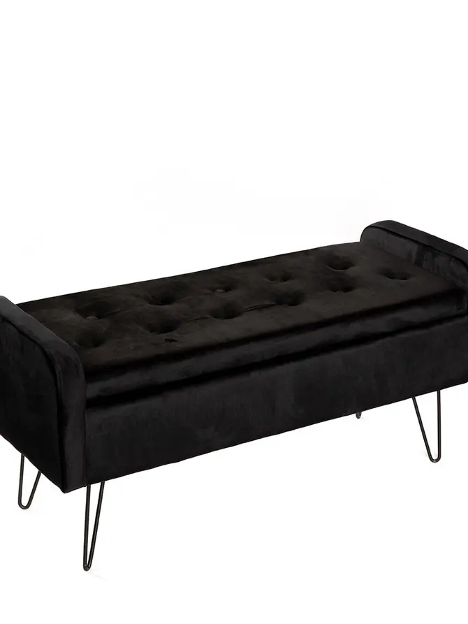 Ławka VENLO welurowa czarna 100x39x45cm