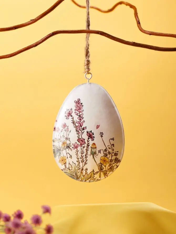 Zawieszka MEADOW FLOWERS wielkanocne metalowe jajko 2,2x8x10 cm