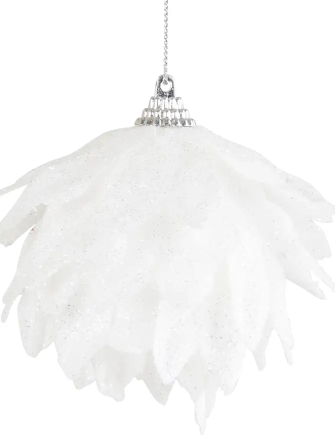 Bombki FEATHER okrągłe białe 2 szt.