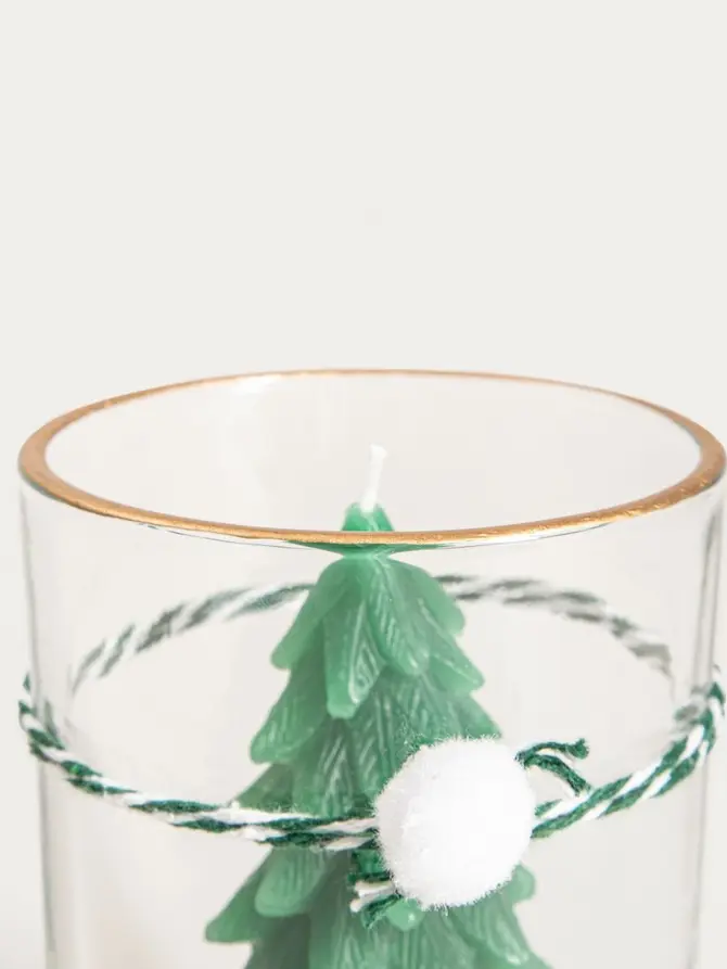 Świeca dekoracyjna SNOWFALL Choinka zielona 230 g
