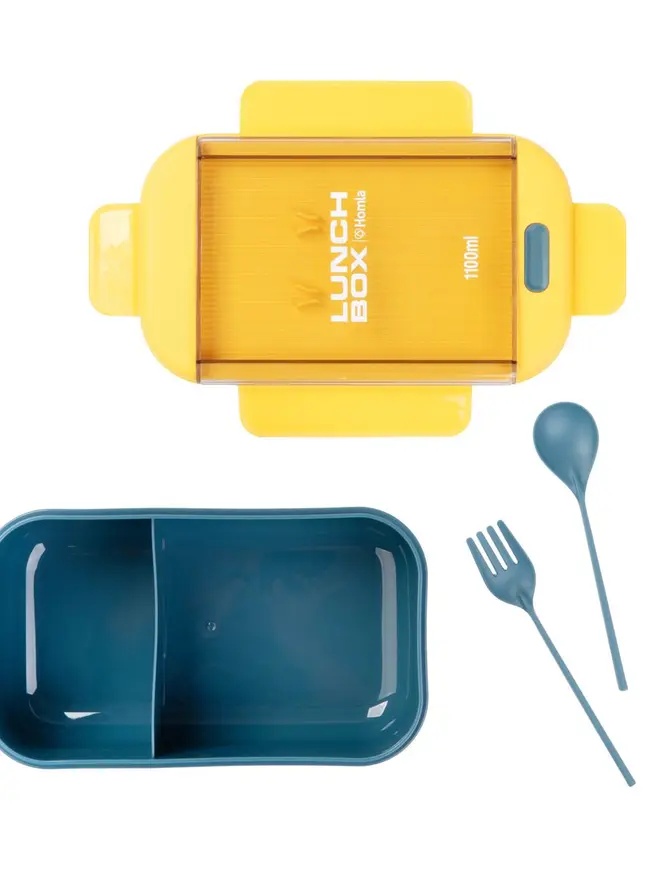 Lunchbox KLODI ze sztućcami zielono-żółty 1,1 l