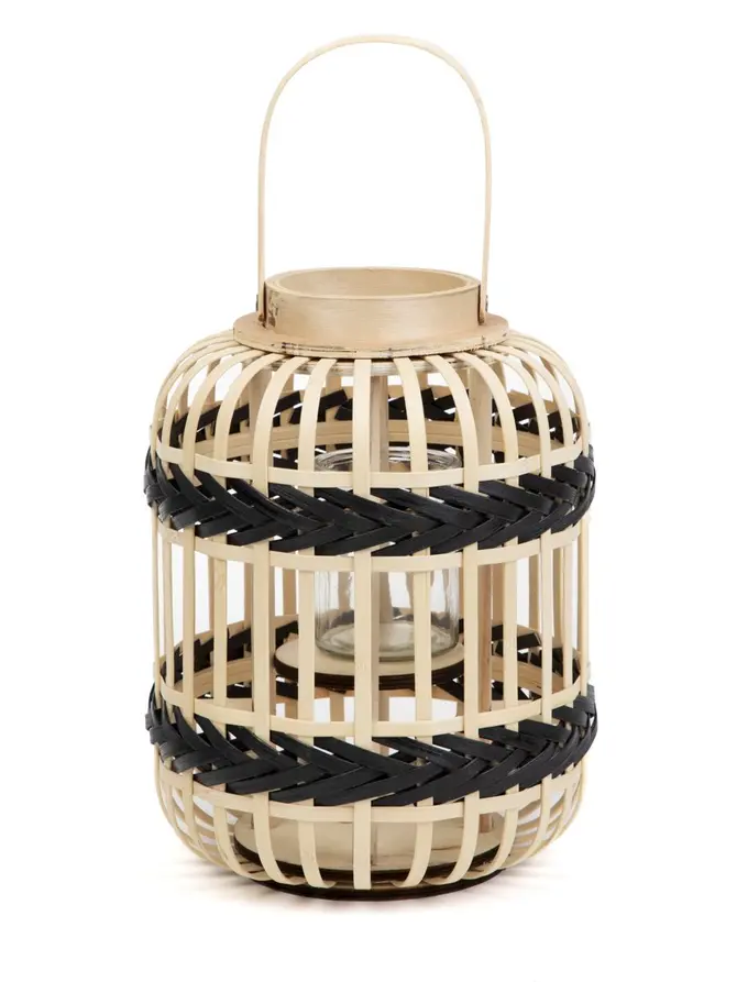 Lampion RADIANT pleciony z czarnymi elementami 30 cm
