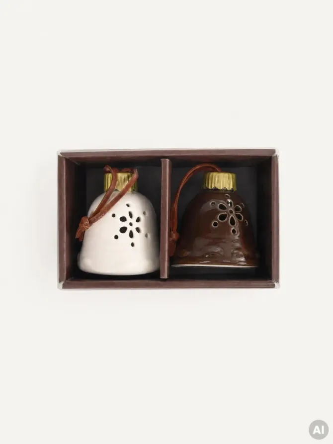 Zestaw zawieszek LED ELVYN ceramiczne dzwonki 6x7,5 cm 2 szt.