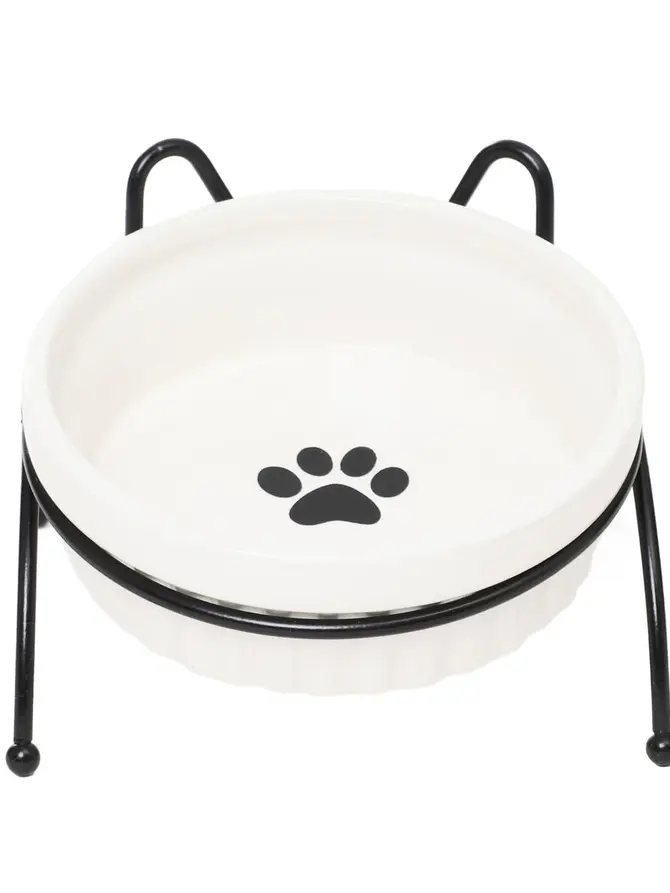 Miska CATTY biała na metalowym stojaku 12 cm
