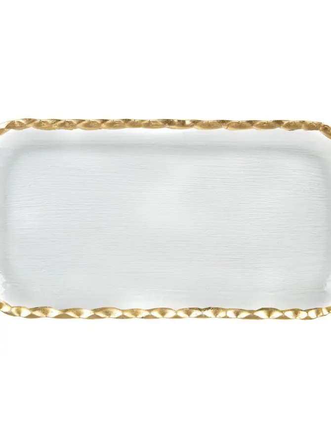 Talerz ELSOY prostokątny ze złotym rantem 49x19cm